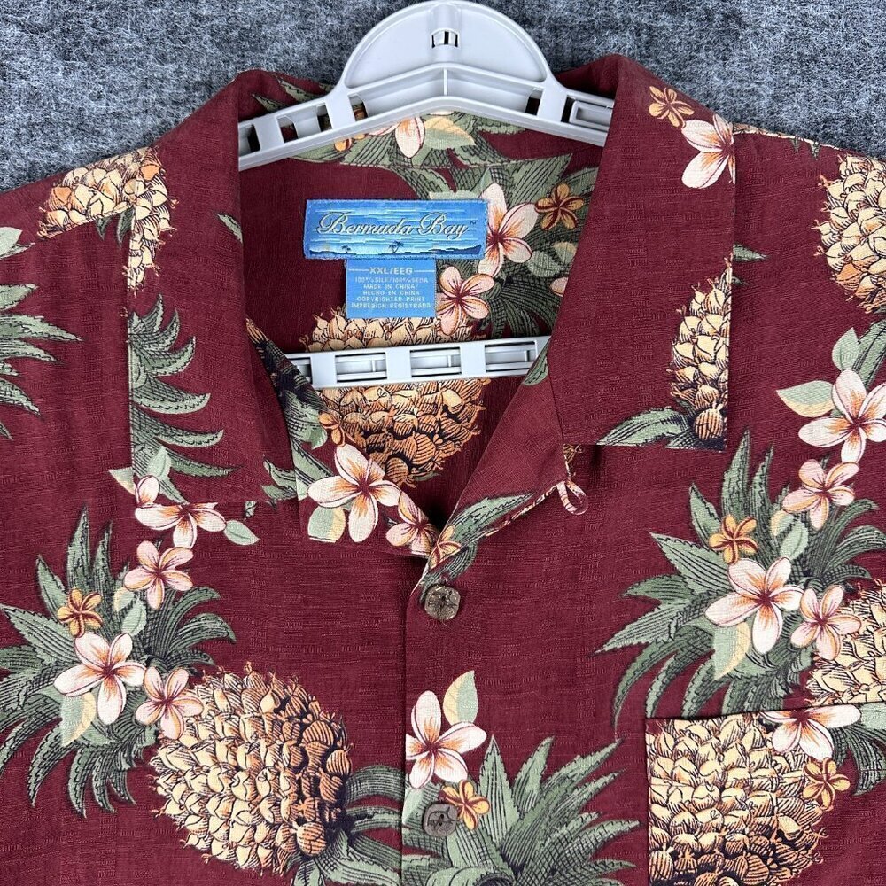 Bermuda Bay100 % Silk Men's Hawaiian Short Sleeve Shirt, Button Up, XXL - Picture 7 of 16